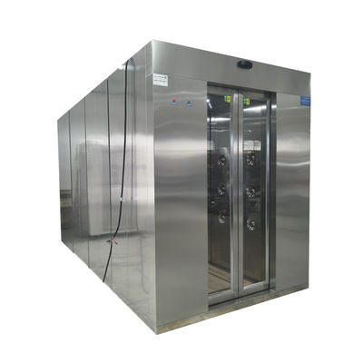 GMP Pharma Air Shower με κατασκευή από ανοξείδωτο χάλυβα 304, διπλό πλευρικό ντους και έλεγχο μικροεπιλογήματος