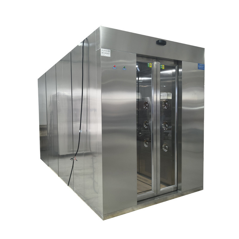 GMP Pharma Air Shower με κατασκευή από ανοξείδωτο χάλυβα 304, διπλό πλευρικό ντους και έλεγχο μικροεπιλογήματος